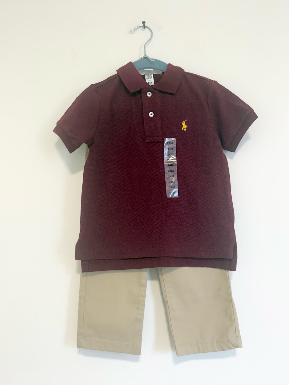 NWT Ralph Lauren Polo Shirt & Khaki Pants Outfit Set 24M | Classic Toddler Boys